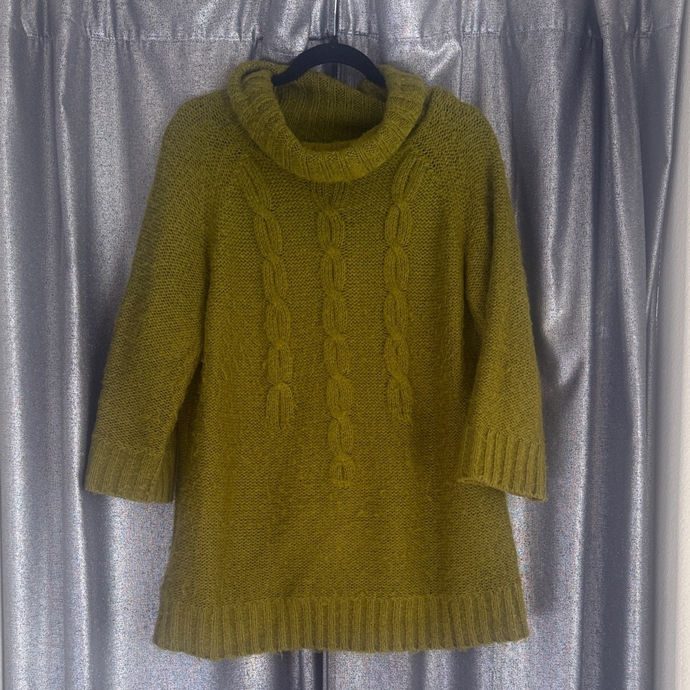 Cozy Olive Cable Knit Turtleneck Sweater